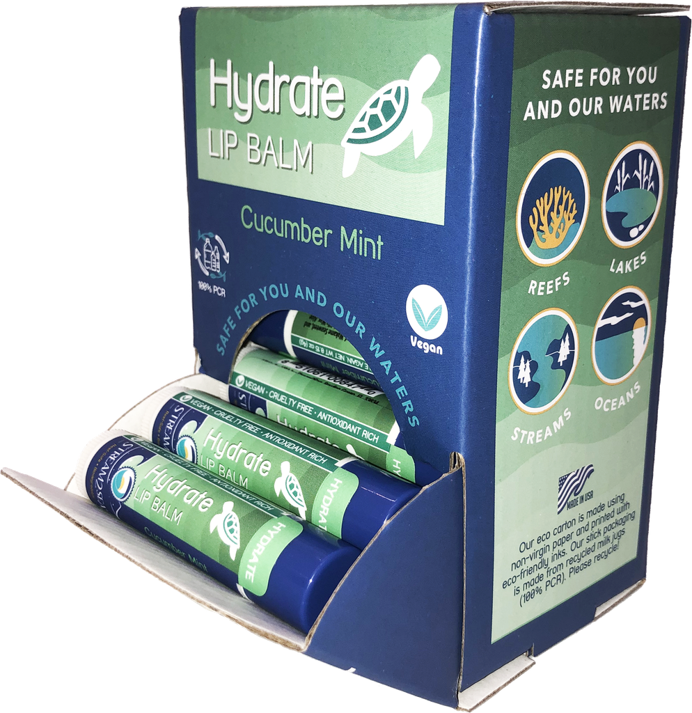 Hydrate Lip Balm Display, Cucumber Mint 21 pcs